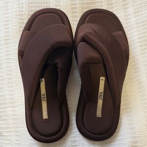 ZARA Chocolate Brown Padded Slide Sandals